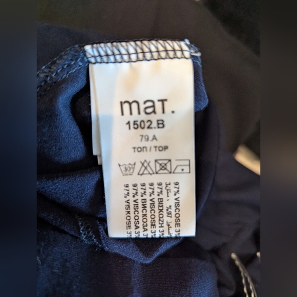 Navy Viscose curve hem V top MAT FASHION Europe Woman's OS - Picture 14 of 14